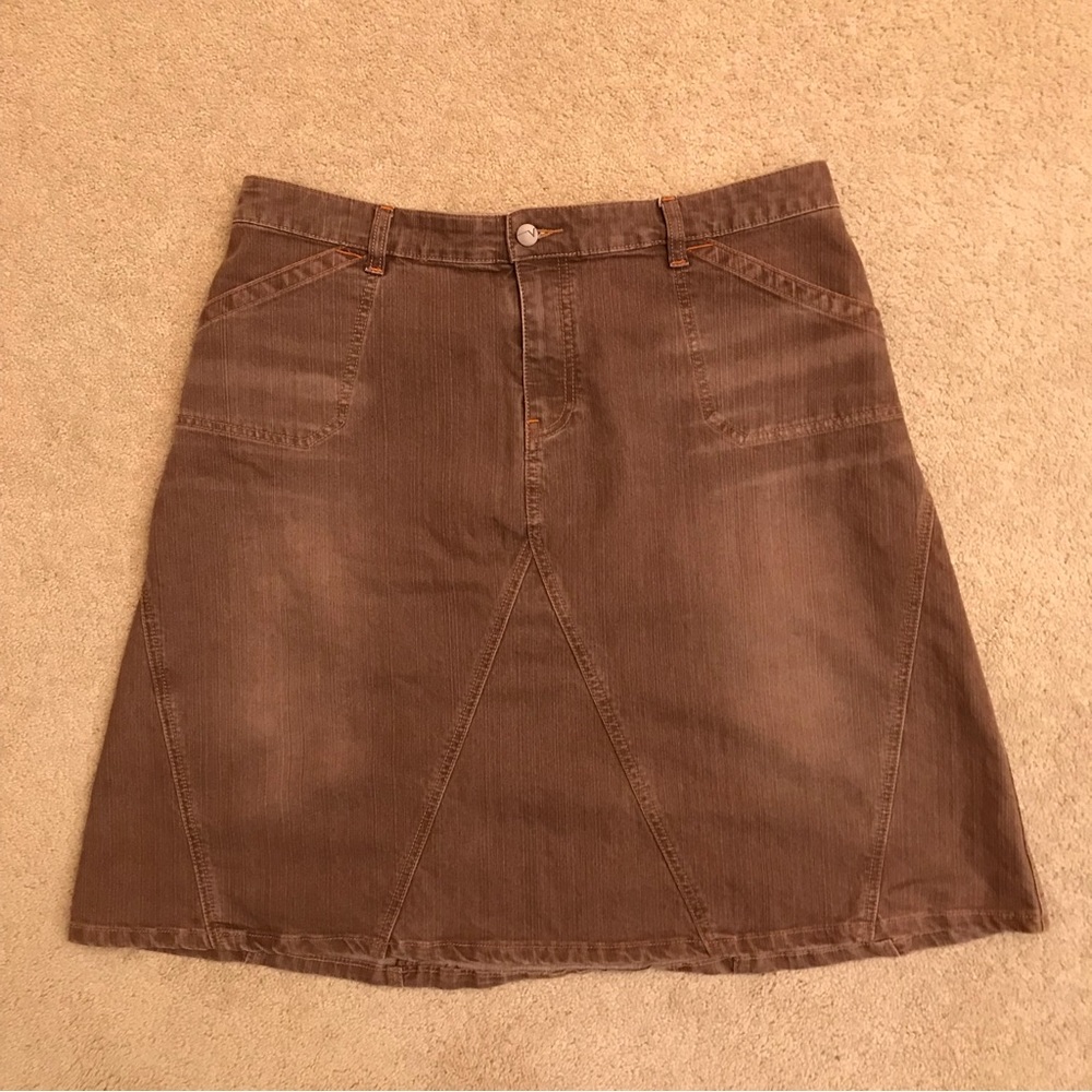 Venezia Cinnamon Brown A-Line Denim Skirt